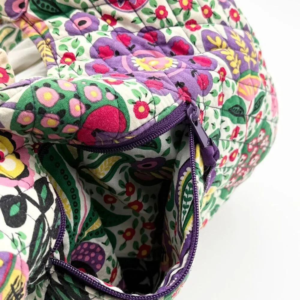 Vera Bradley Viva La Vera Purple Floral Print Quilted Tote Hobo Bag